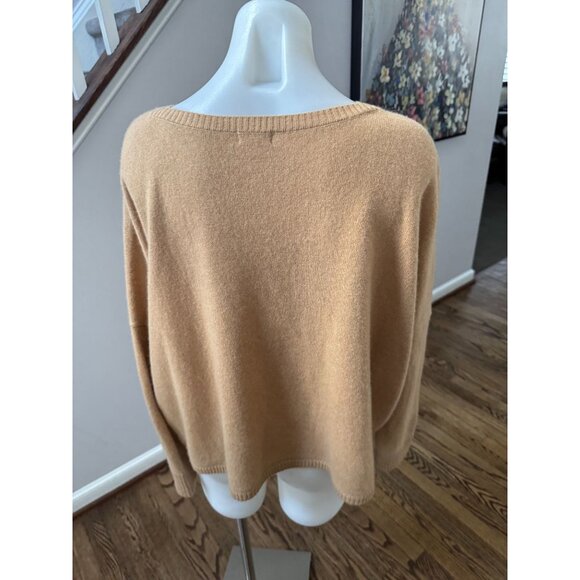 Minnie Rose Boyfriend Cropped 100% Cashmere Sweater Camel Size XS/S - Picture 2 of 2